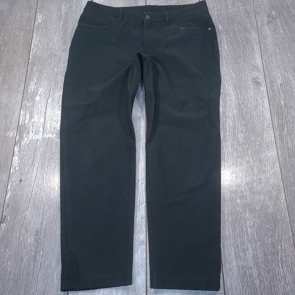 Lululemon ABC Pants Mens 34x28 Dark Green Utilitech Canvas Five Pocket Trousers